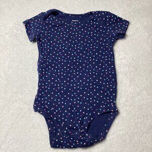 Carters Blue Short Sleeve Bodysuit With Hearts Size 9 Months